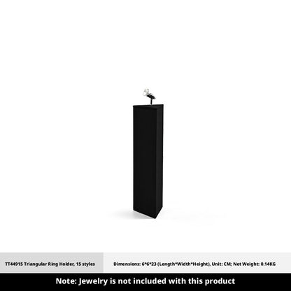 Black Suede Ring Display Stand with Multi-Level Steps for Boutique
