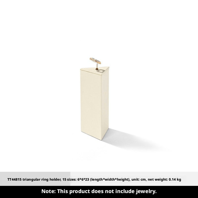 Beige Suede Ring Display Stand with Multi-Level Steps for Vendors