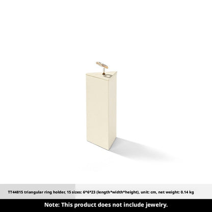 Beige Suede Ring Display Stand with Multi-Level Steps for Vendors