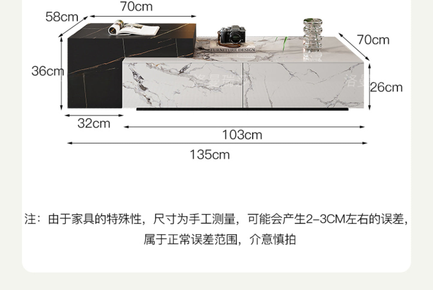 Italian rock panel tea table natural marble rectangular tea table luxury stone living room light luxury minimalist villa retractable tea table