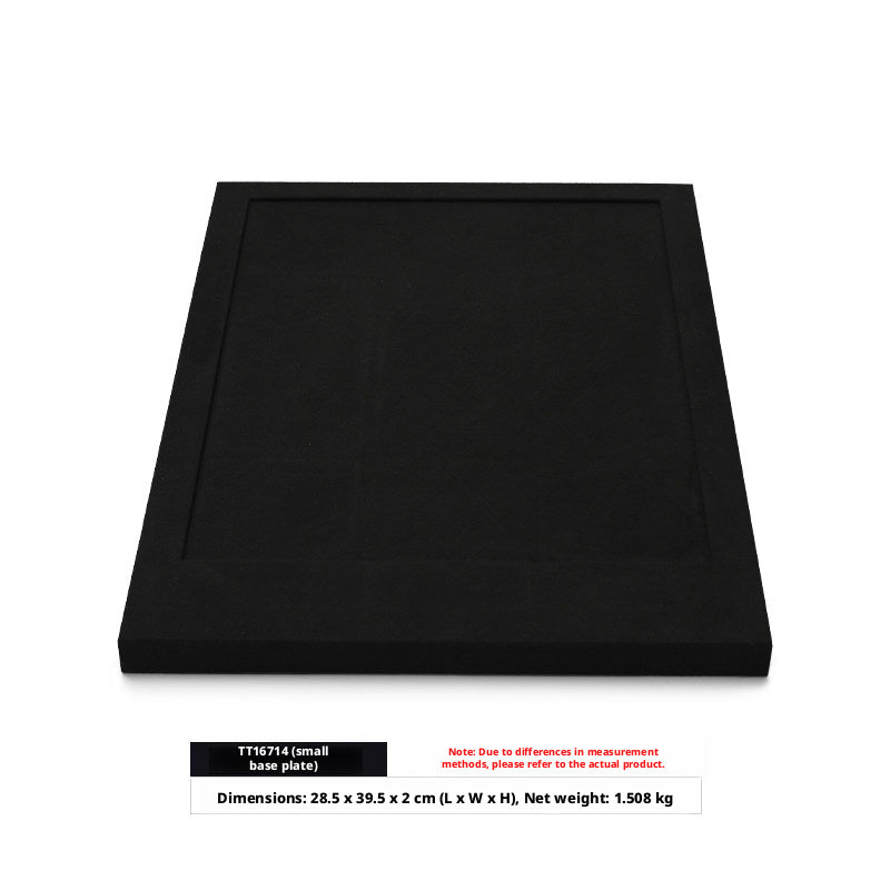 5pcs Black Suede Jewelry Display Stand Set, Modular Necklace Ring Organizer Trays