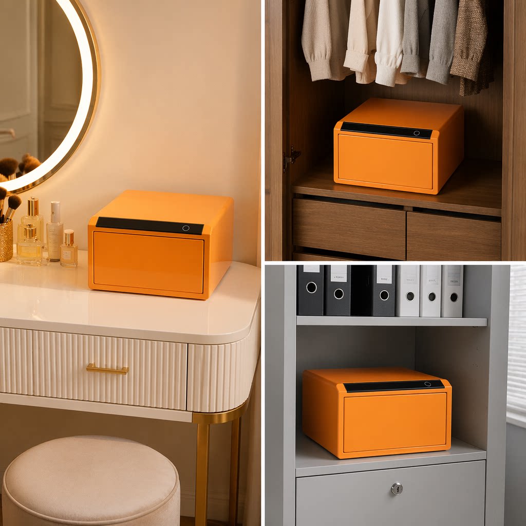 Jewelry Storage Safe, All-Steel Security Cabinet, Fingerprint Passcode Lock Box