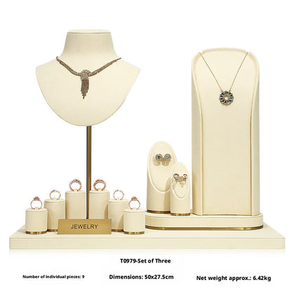 Beige Velvet Necklace Bust and Countertop Display Stands