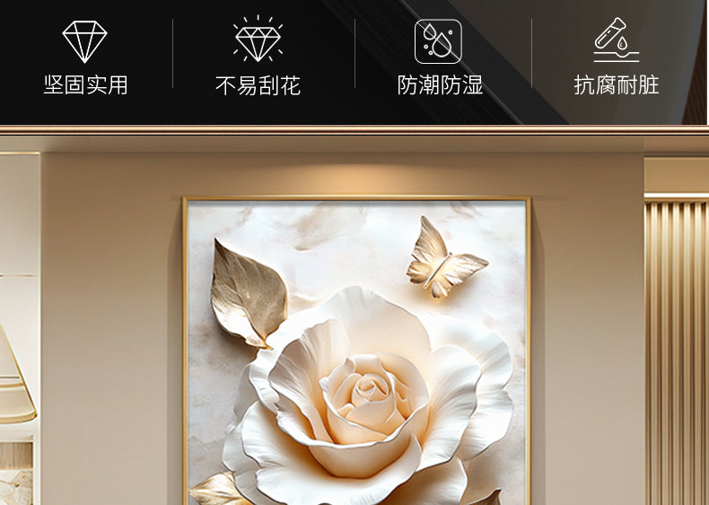 Modern light luxury porch decorative painting relief three-dimensional corridor corridor hanging painting 2025 new flower wall painting