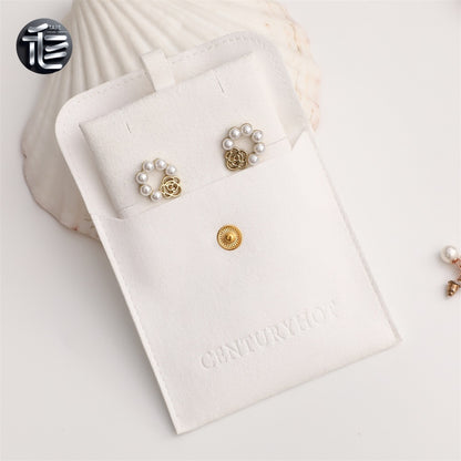 5PCS Soft Suede Necklace Pouch, Pink Microfiber Snap Bag, Jewelry Display Card Holder