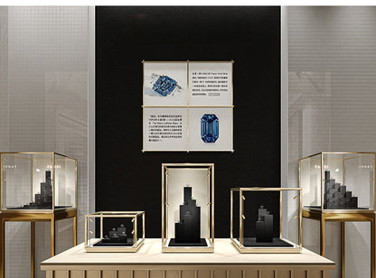 Black Suede Ring Display Stand with Multi-Level Steps for Boutique