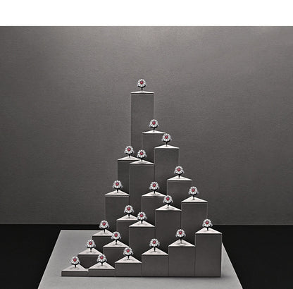 Gray Suede Ring Display Stand with Multi-Level Steps for Vendors