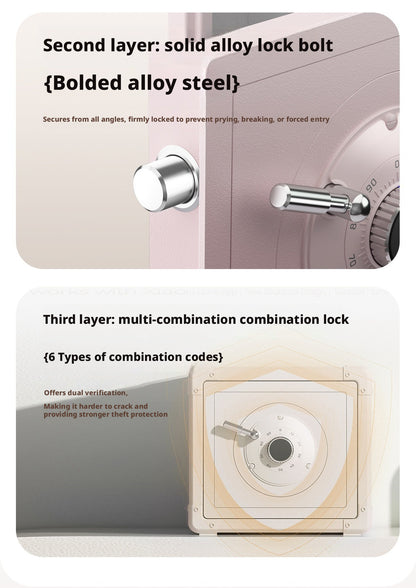 Retro Modern Jewelry Safe, A10-Grade Steel Security Box, Mechanical Dial Lock