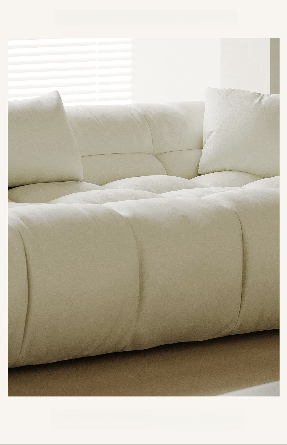 Wabi-sabi leather sofa French size house designer modern simple living room three people cat scratch leather sofa