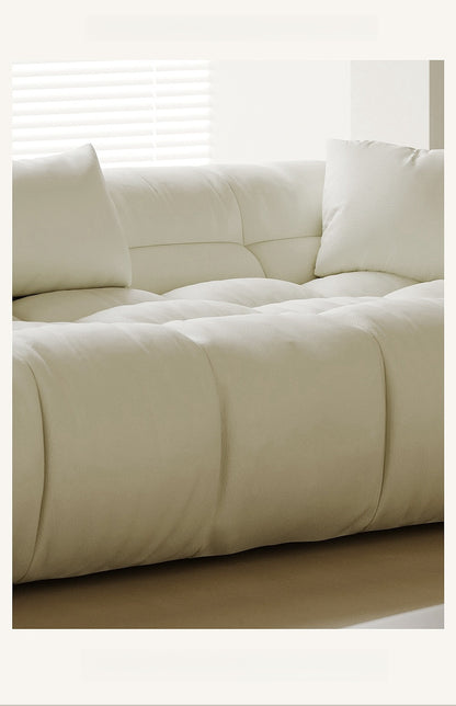 Wabi-sabi leather sofa French size house designer modern simple living room three people cat scratch leather sofa