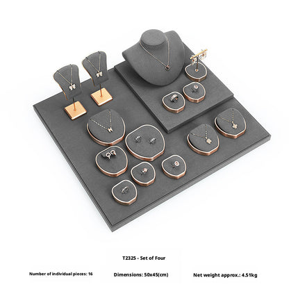 Geometric Velvet Jewelry Showcase Tray & Bust for Retail Counter
