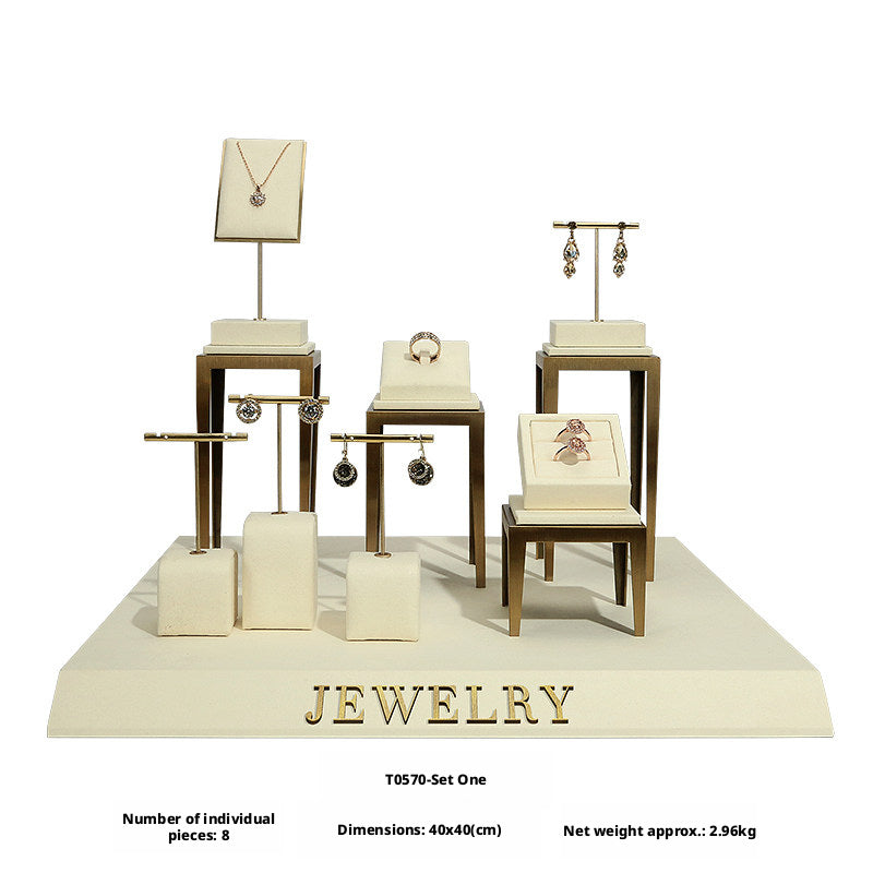 Modern Metal Suede Jewelry Organizer and Showcase Stand