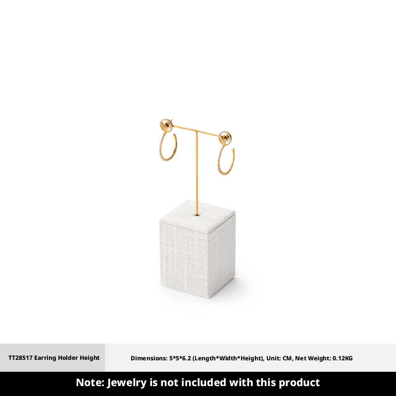 White Linen Jewelry Display Set with Multi-Level Risers for Vendors