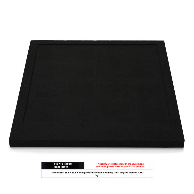 5pcs Black Suede Jewelry Display Stand Set, Modular Necklace Ring Organizer Trays