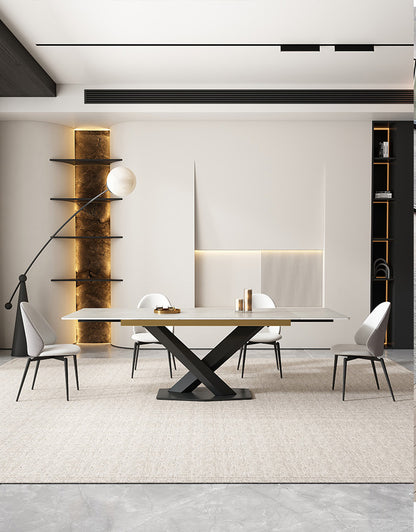 Italian high-end Deli rock slab stretchable dining table and chair Nordic restaurant imported Ramina table