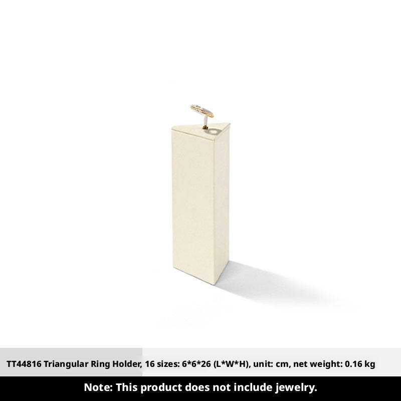 Beige Suede Ring Display Stand with Multi-Level Steps for Vendors