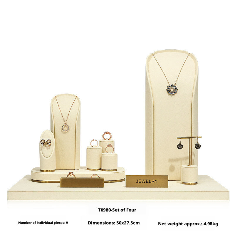 Beige Velvet Necklace Bust and Countertop Display Stands