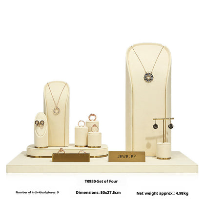Beige Velvet Necklace Bust and Countertop Display Stands