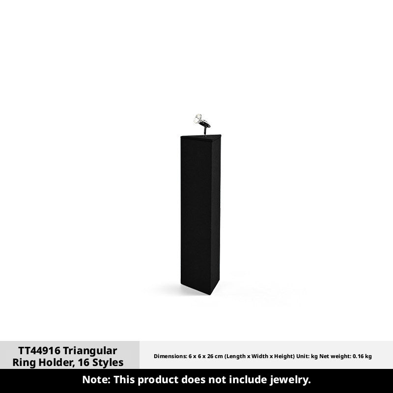 Black Suede Ring Display Stand with Multi-Level Steps for Boutique