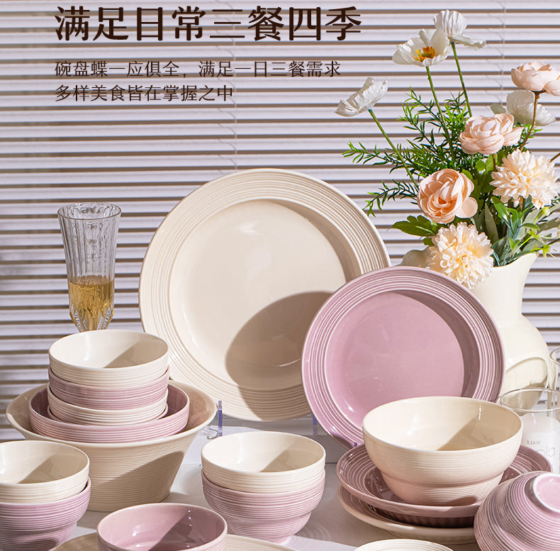 Ceramic dish set Household high appearance level Cream wind housewarming cutlery plate wedding gift