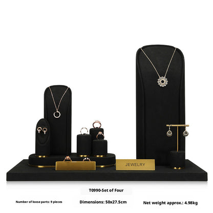 Luxury Black Suede Necklace Bust and Display Stand Set