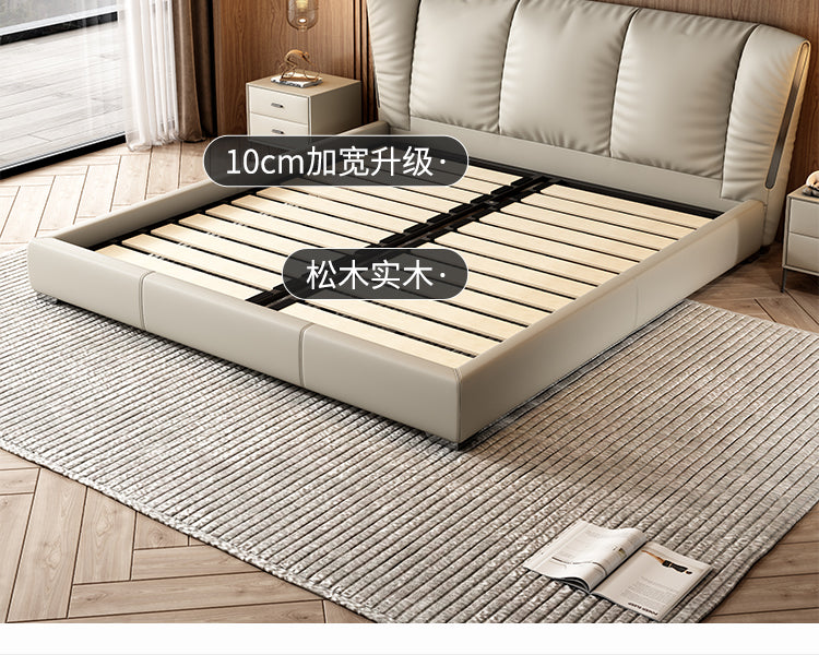 Leather bed 1.5m household Italian minimalist storage Modern simple 1.8m master bedroom high-end double wedding bed