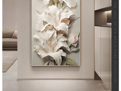 Cream style flower porch decorative painting three-dimensional floating style mural high-end aisle end hanging painting