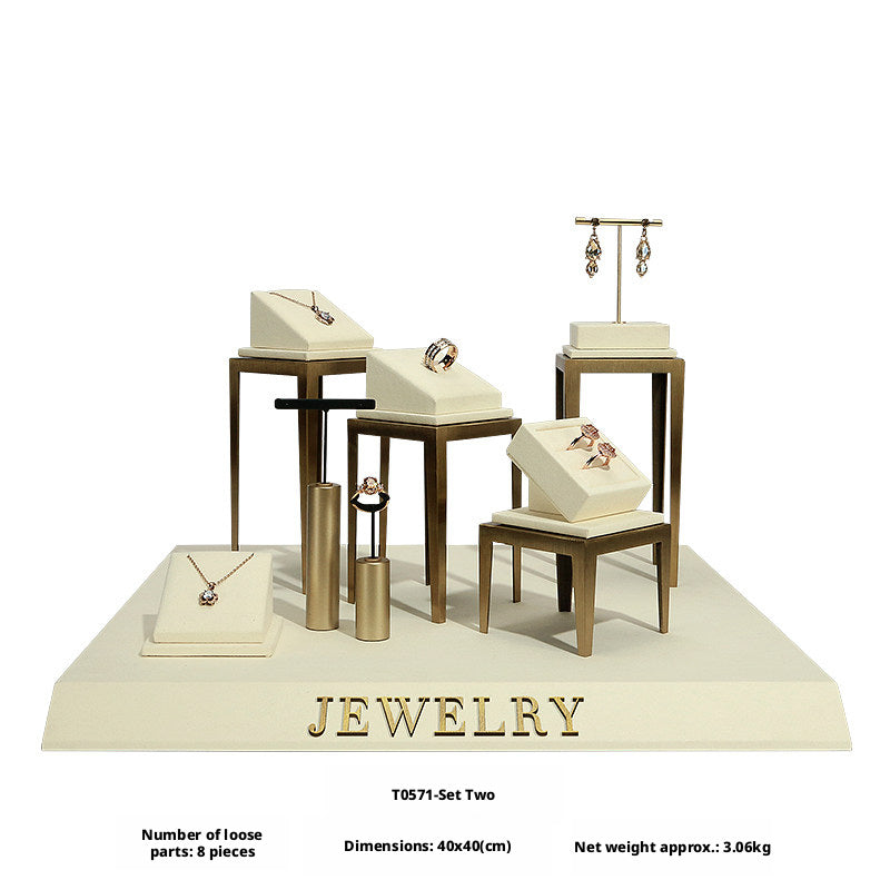 Modern Metal Suede Jewelry Organizer and Showcase Stand