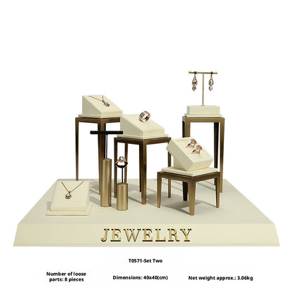 Modern Metal Suede Jewelry Organizer and Showcase Stand