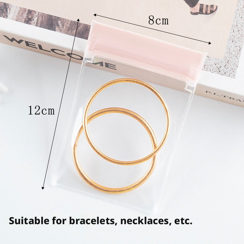 100pcs EVA Jewelry Pouches, Clear Frosted Zip Bags, Anti-Tarnish Storage (7 Sizes)