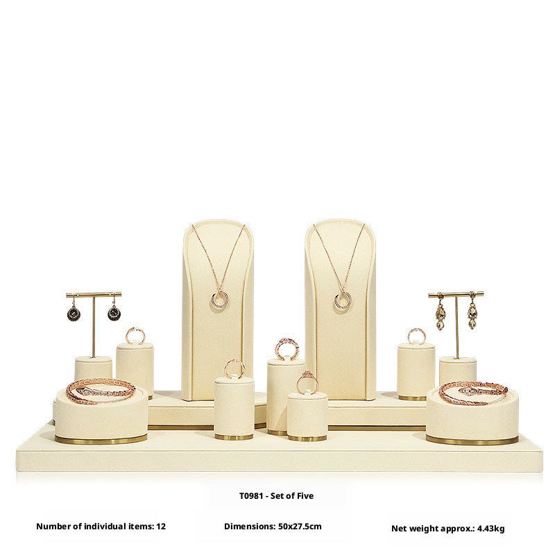 Beige Velvet Necklace Bust and Countertop Display Stands