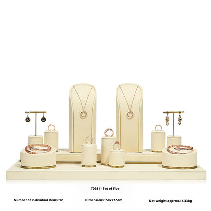 Beige Velvet Necklace Bust and Countertop Display Stands