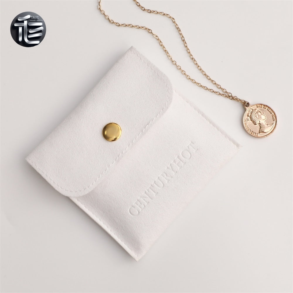 5PCS Soft Suede Necklace Pouch, Pink Microfiber Snap Bag, Jewelry Display Card Holder