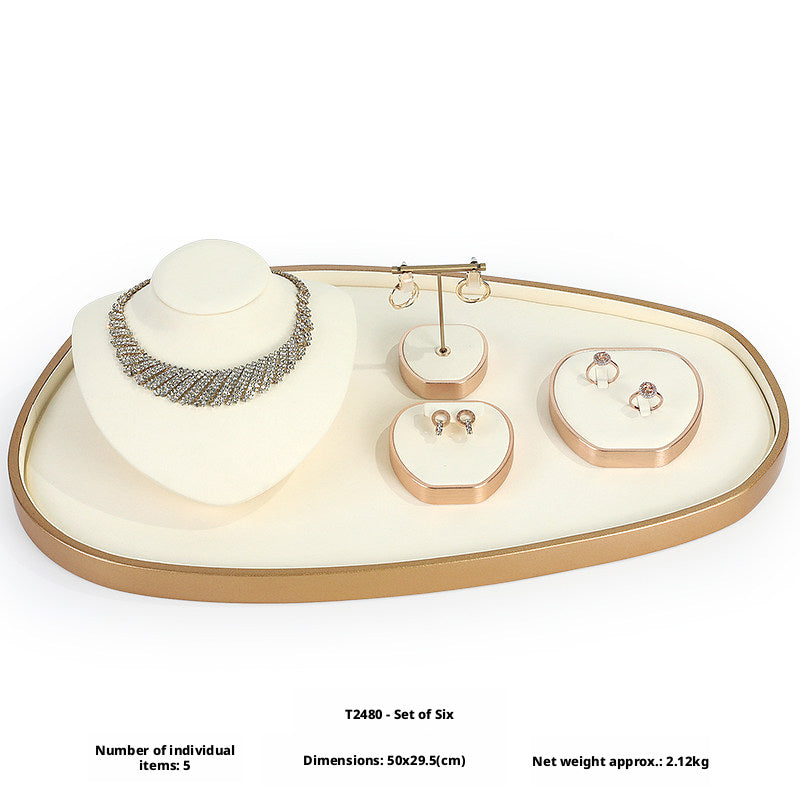 Rose Gold Suede Jewelry Display Stands & Trays for Boutique