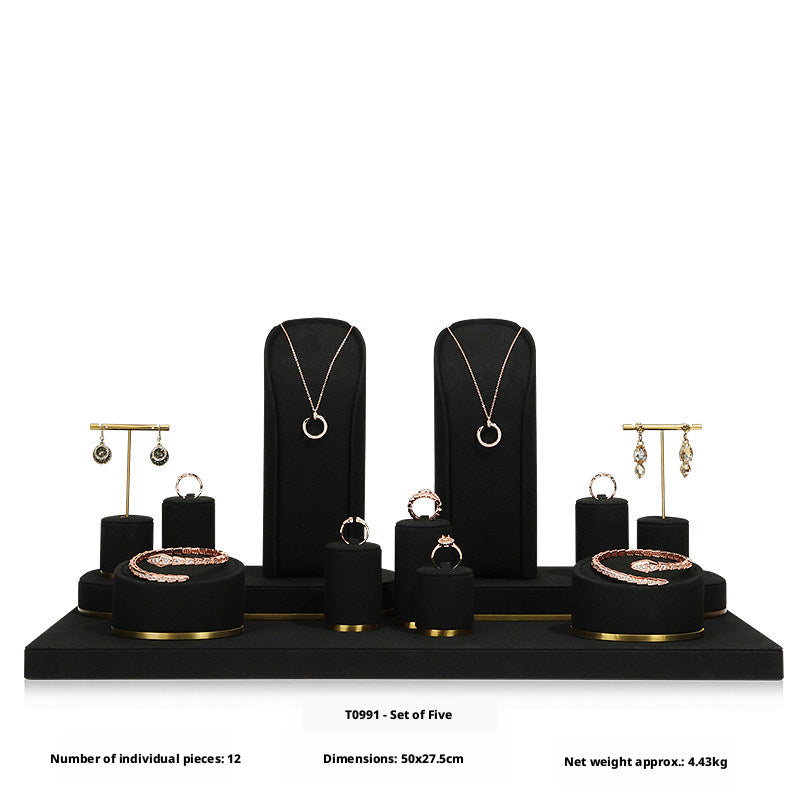 Luxury Black Suede Necklace Bust and Display Stand Set