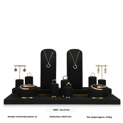 Luxury Black Suede Necklace Bust and Display Stand Set