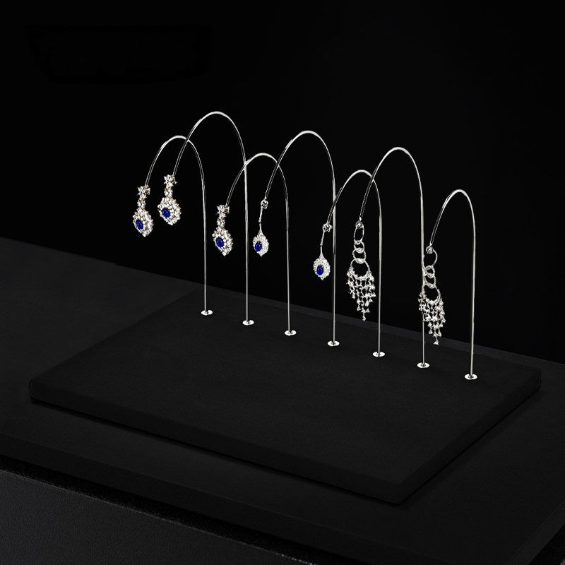 Black Metal Earring Display Stand with Curved Arms for Vendors