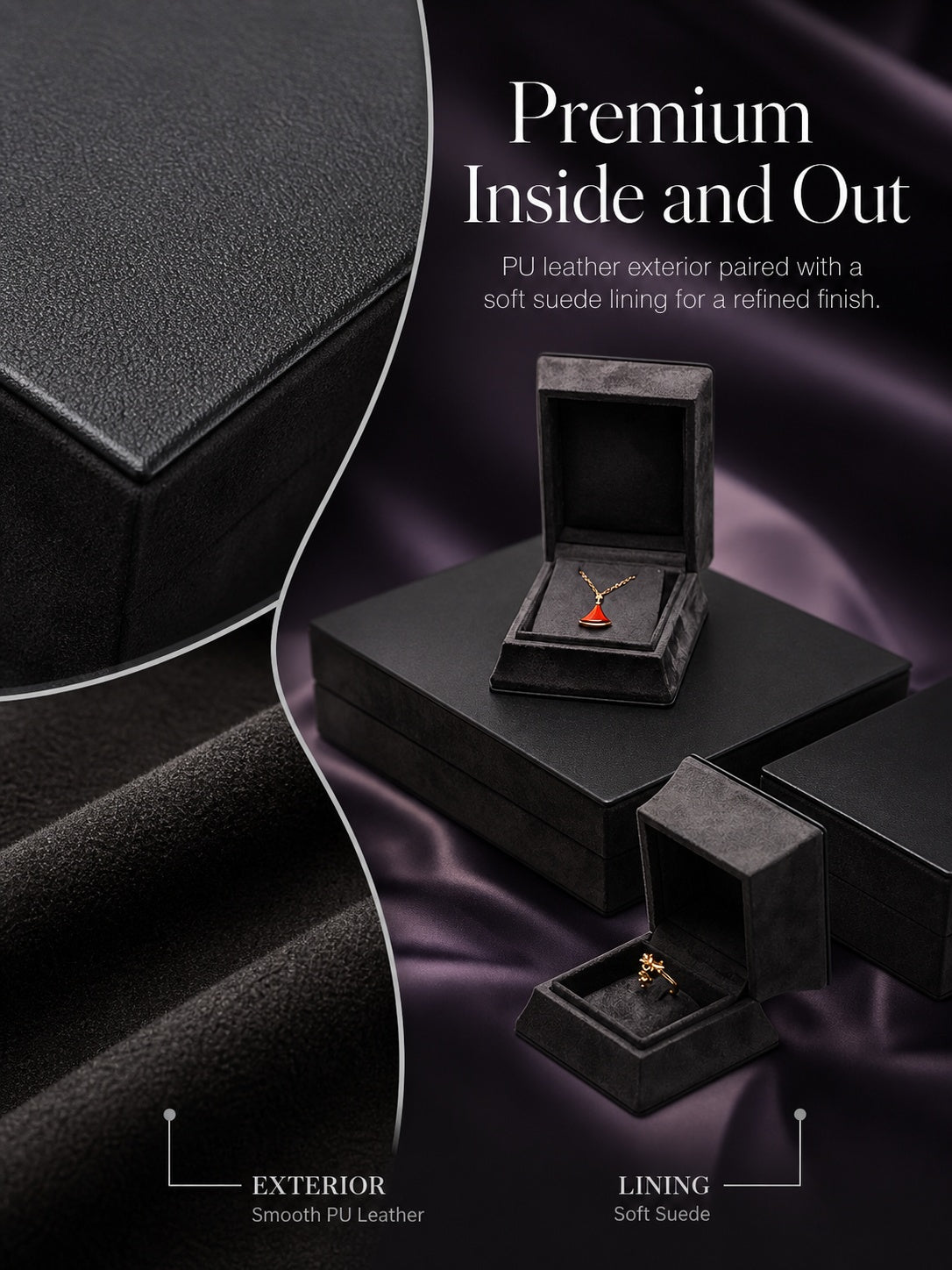 5PCS Velvet Jewelry Box, Suede Gift Packaging Case for Rings Earrings Necklaces
