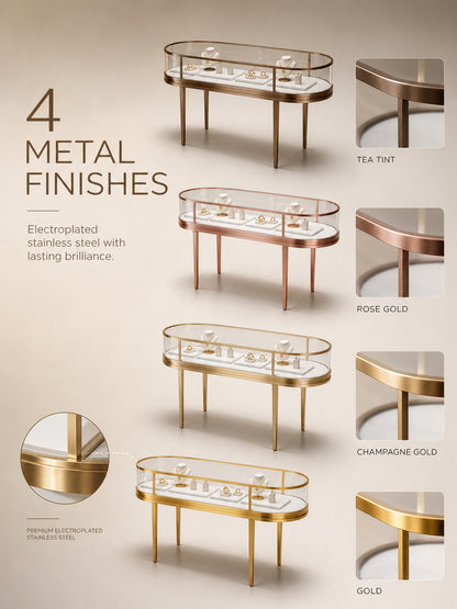 Heavy Duty Stainless Steel Jewelry Showcase - Rustproof Counter Display Stand for Shops Jewelry cabinet