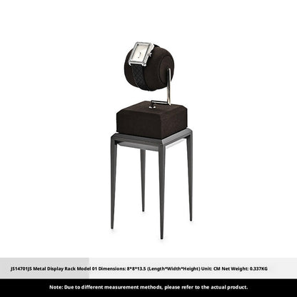 Black Metal Jewelry Display Stand Set with Watch and Necklace Holders
