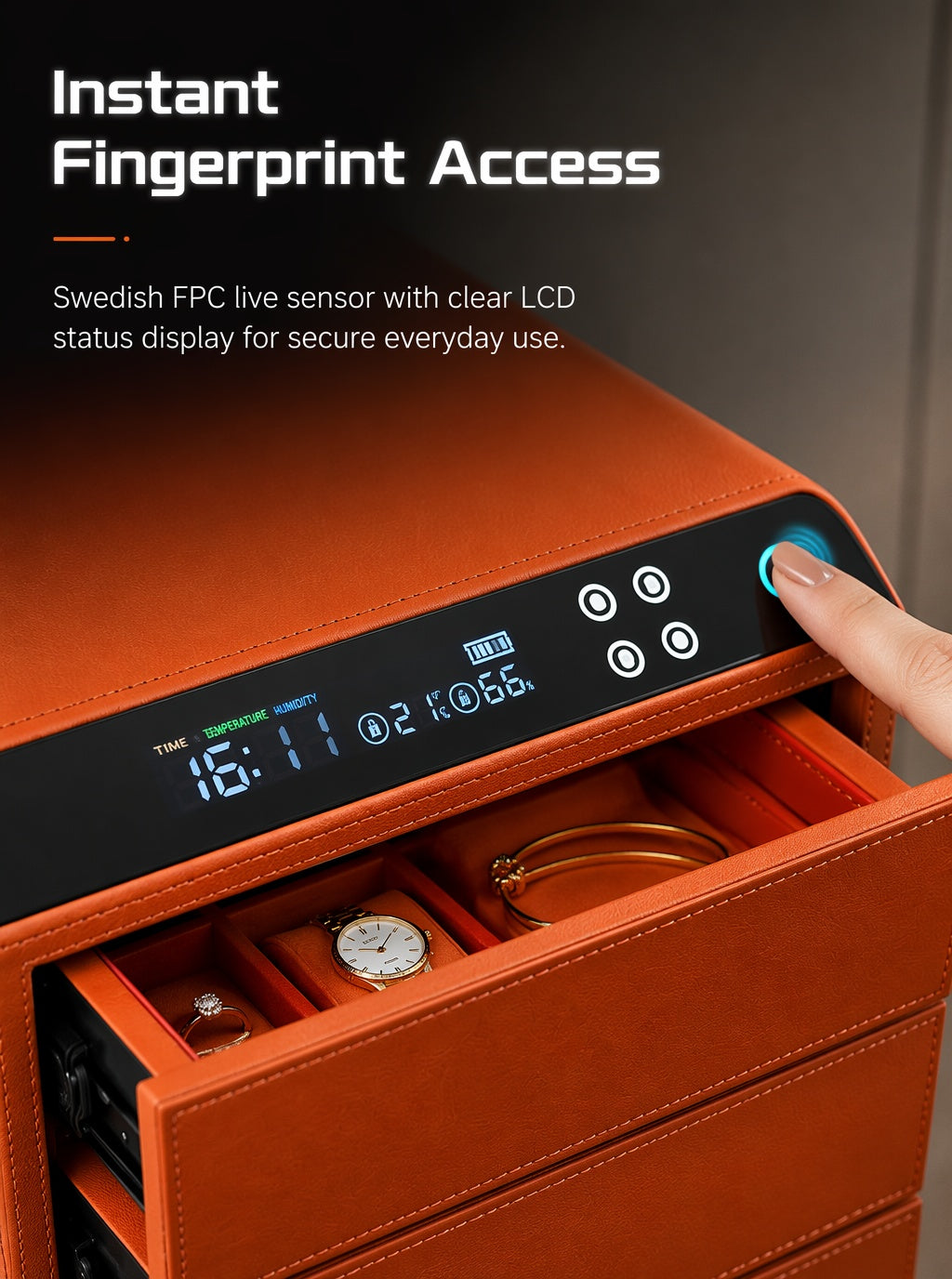 Smart Jewelry Safe Box, App Controlled Electronic Security Case, Multi-Drawer Lockable Storage, Remote Monitor