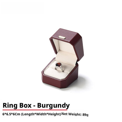 PU Leather Ring Box | Golden Velvet Interior for Engagement