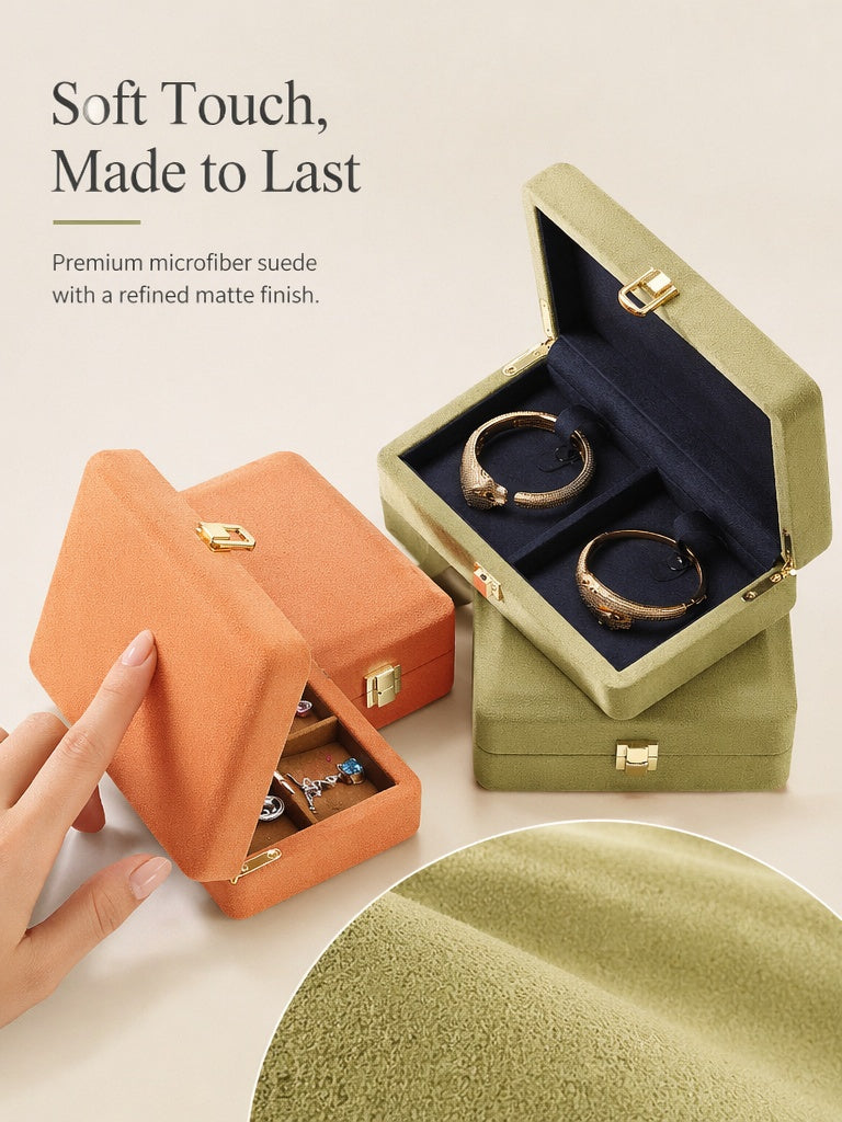 Jewelry Organizer Case, Velvet Gift Box for Rings Necklaces, Present for Her