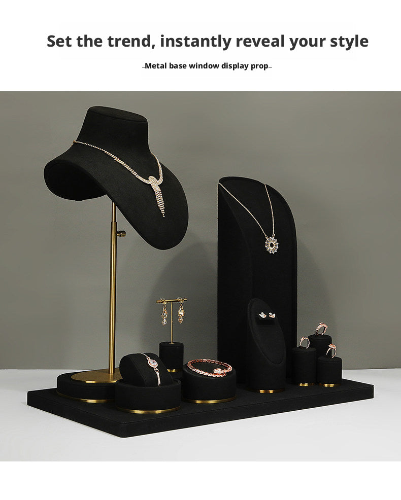 Metal Jewelry Display Stand - 2 Tier Iron Riser for Showcase