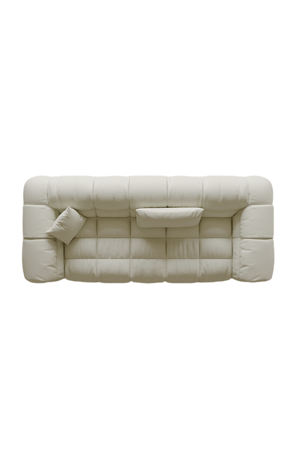 Wabi-sabi leather sofa French size house designer modern simple living room three people cat scratch leather sofa