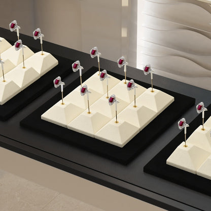Beige Suede Jewelry Display Set with Pyramid Risers for Vendors