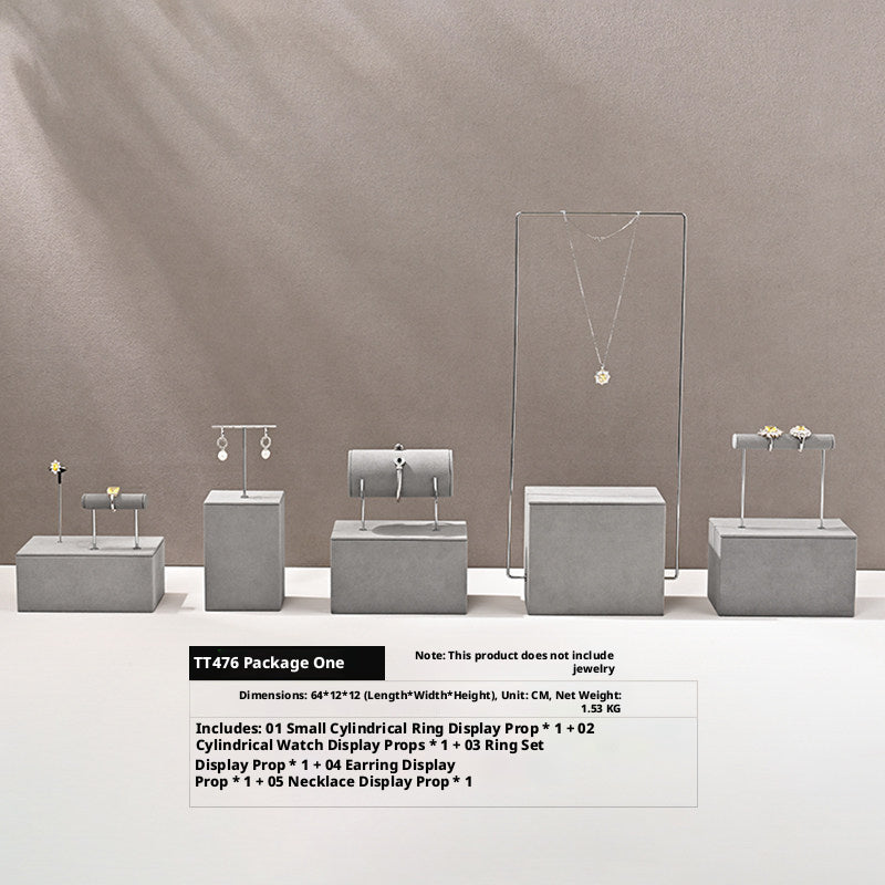 Gray Suede Jewelry Display Stand Set with Metal Arms for Vendors