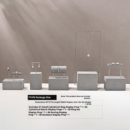 Gray Suede Jewelry Display Stand Set with Metal Arms for Vendors