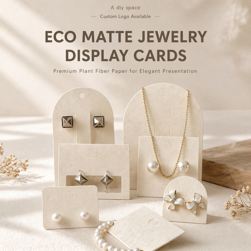 500pcs Eco Matte Jewelry Display Cards, Plant Fiber Paper, Custom Logo Packaging