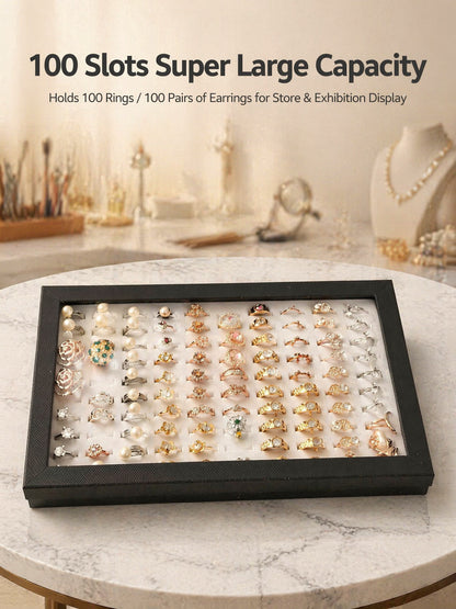 100 Ring Storage Box Paper Jewelry Organizer Display Case Bulk Container Holder